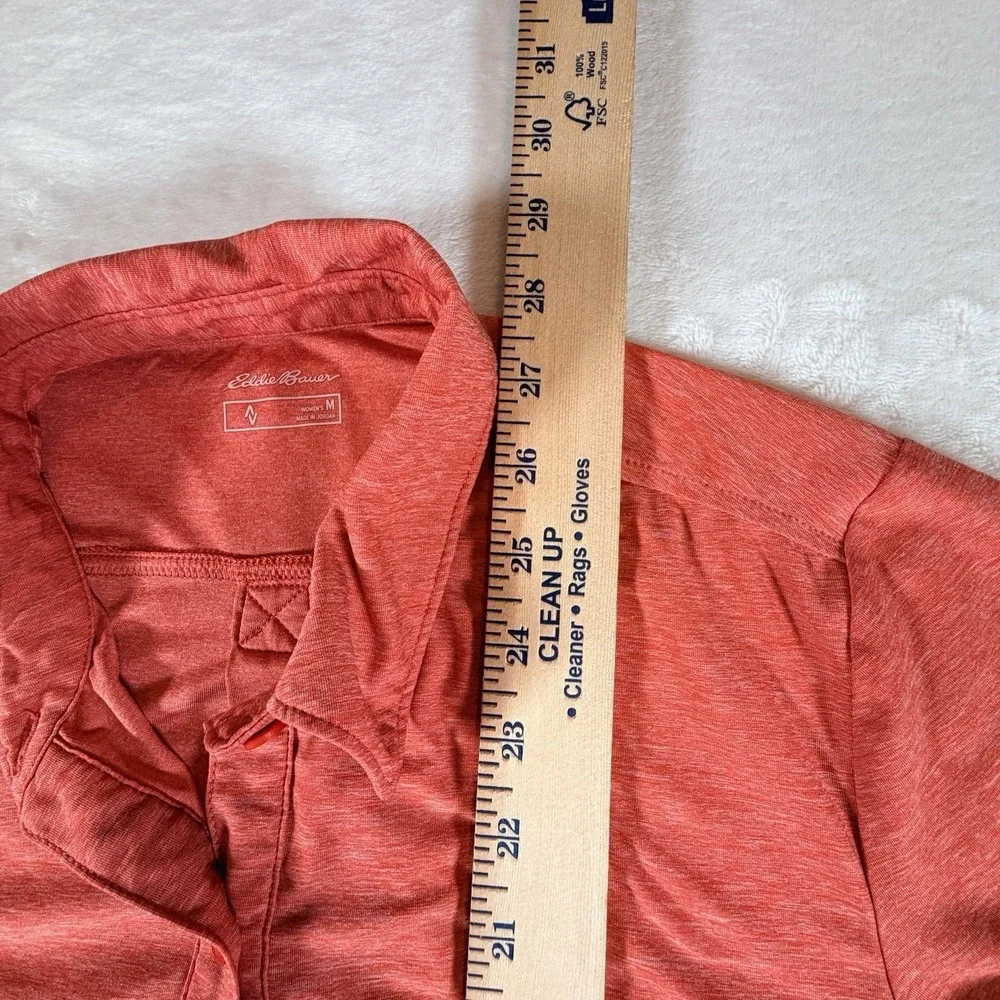 Eddie Bauer Women's Sz M Coral Heathered Long Sleeve Button Up Shirt‎ Top